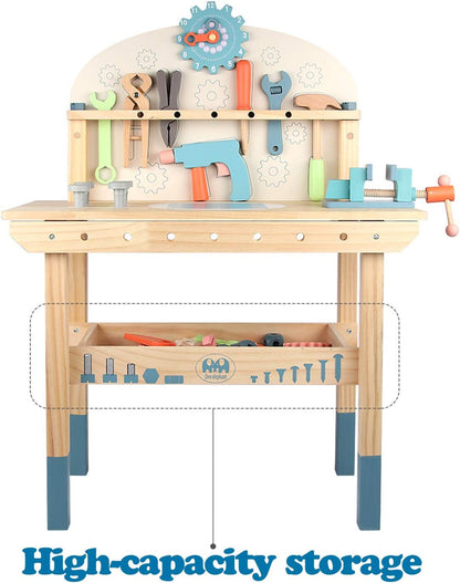 Children's tool table toys game workbench wooden tool table workshop workbench with tool set wooden construction workbench toys