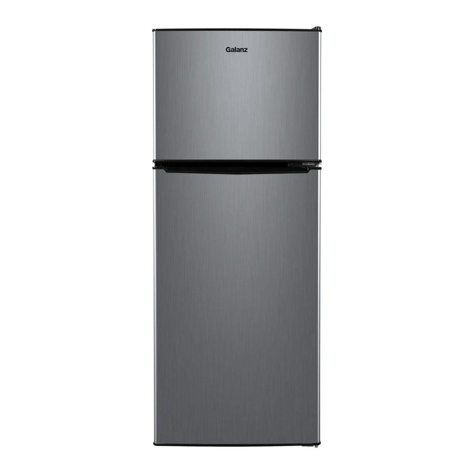 Galanz 4.6. Cu ft Two Door Mini Refrigerator with Freezer, Stainless Steel