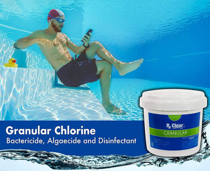 Clear Stabilized Granular Chlorine | One 50-Pound Bucket | Use As Bactericide, Algaecide, and Disinfectant in Swimming Pools and Spas | Fast Dissolving and UV Protected