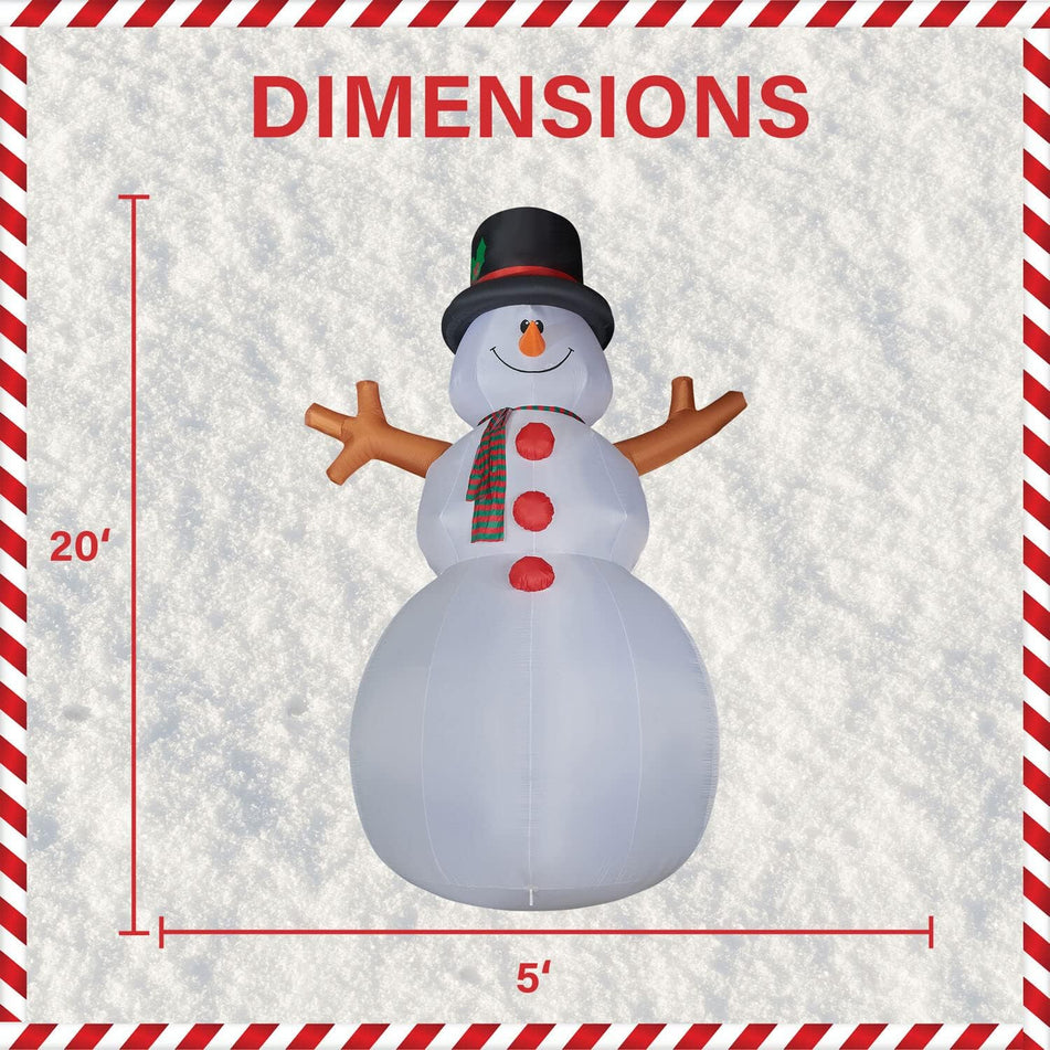 Farm 20ft. Tall Pre-Lighted Christmas Inflatable | Happy Snowman with RGB Lights and Storage Bag | Outdoor Holiday Amplified Holiday Celebration Party Decoration