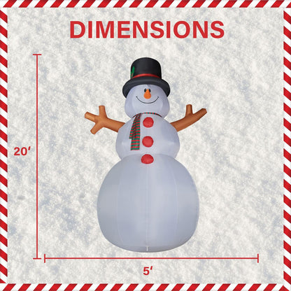 Farm 20ft. Tall Pre-Lighted Christmas Inflatable | Happy Snowman with RGB Lights and Storage Bag | Outdoor Holiday Amplified Holiday Celebration Party Decoration