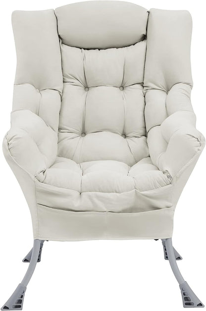 Living and More High Back Sofa Chair, Modern Fabric Lazy Chair, Accent Contemporary Lounge Chair, Cool Grey