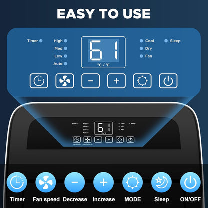 Portable Air Conditioners with Remote Control, 3-in-1 Free Standing Cooling AC Unit with Fan & Dehumidifier, Cools Room up to 700 sq.ft, Smart/Sleep Mode,3 Speed,Auto Swing,24H Timer